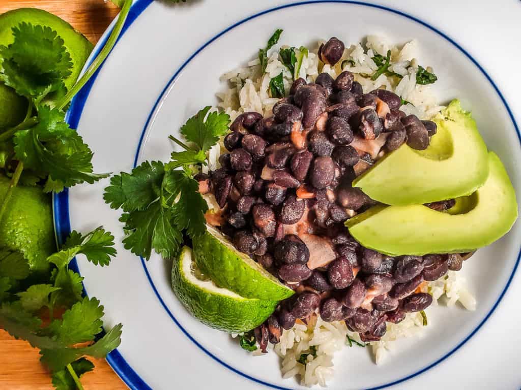black beans with ciliantro lime rice