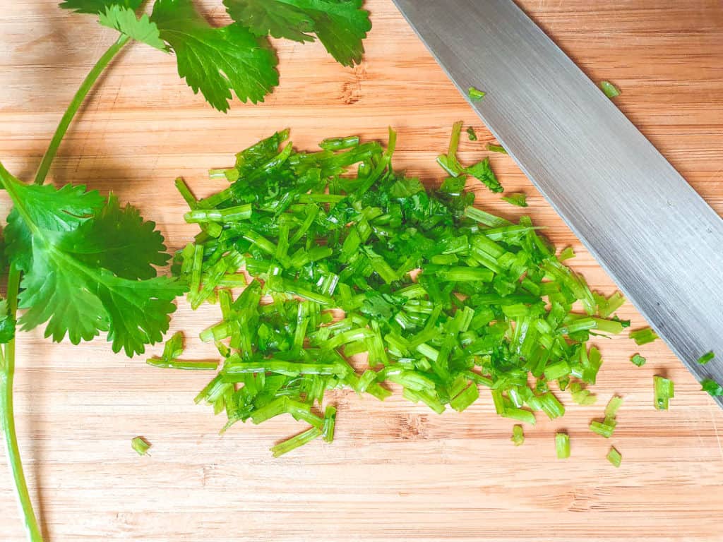 Adding cilantro to a recipe