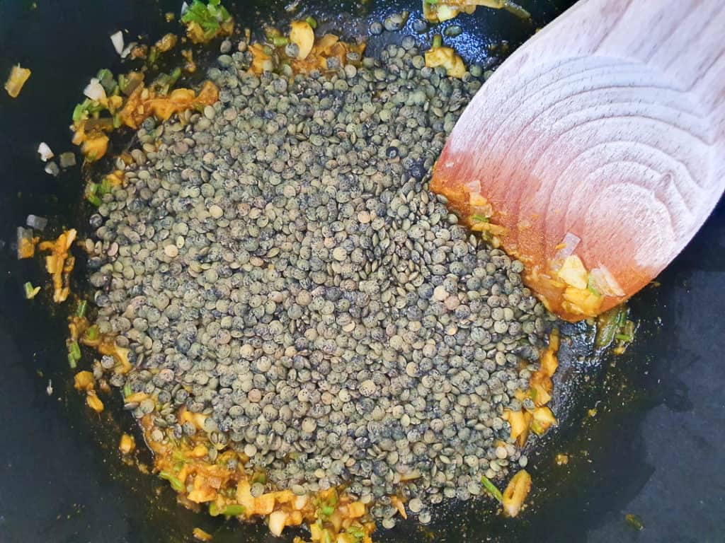 Cooking with green lentils