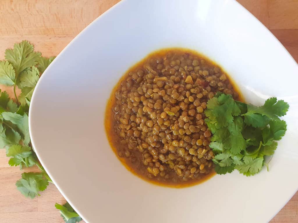 green lentil dahl recipe with coriander
