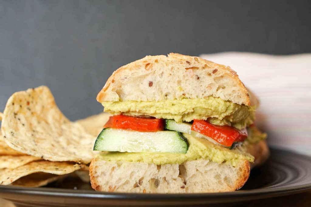 hummus and vegetable sandwich