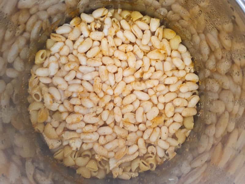White beans in a pressure cooker