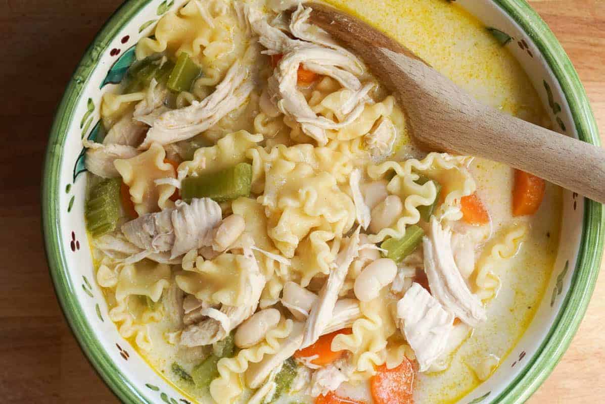 Instant Pot Creamy Chicken Noodle Soup With White Beans