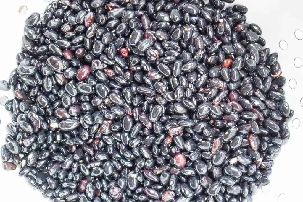dried black beans that are rinsed and drained