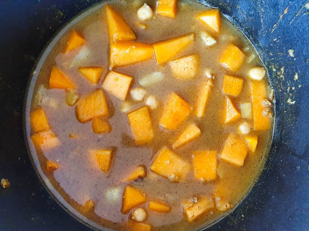 Cooking Moroccan pumpkin soup