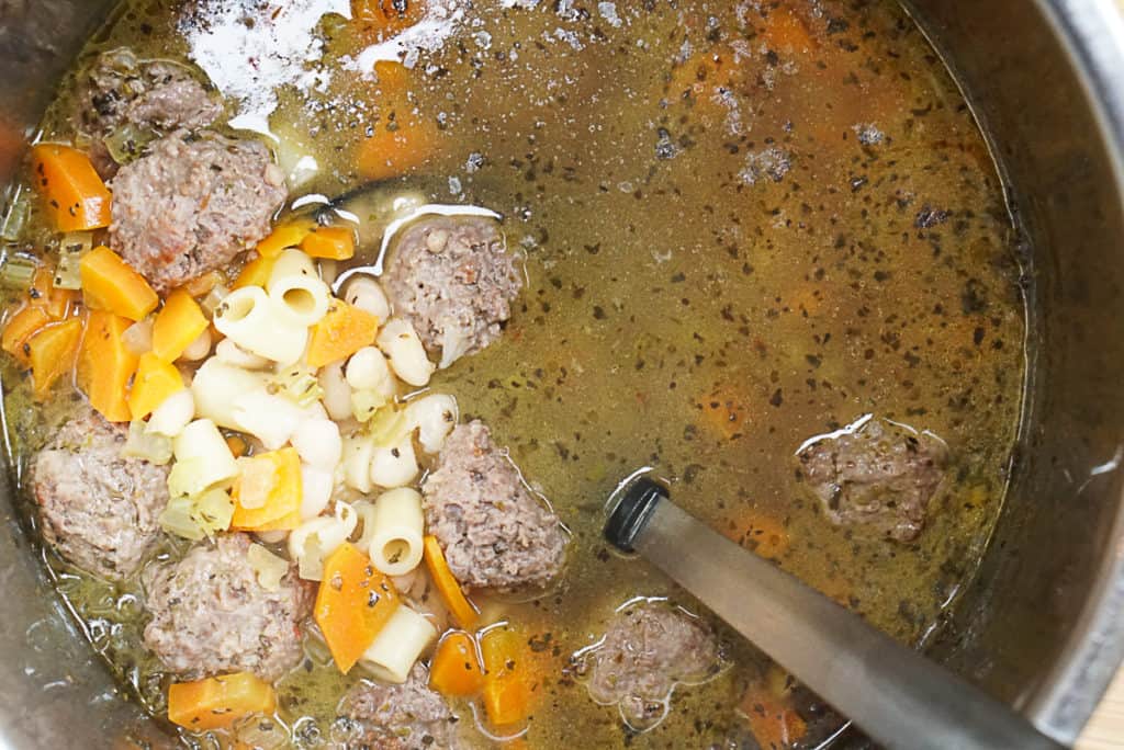 cooking Italian wedding soup in an electric pressure cooker