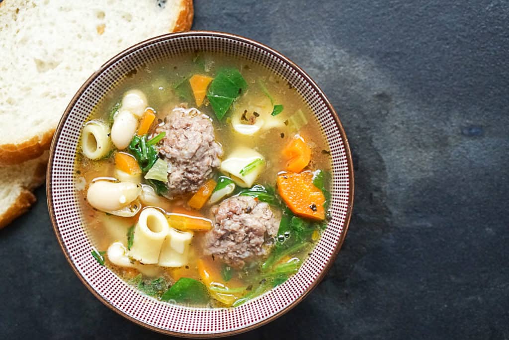 Italian wedding soup with cannellini beans