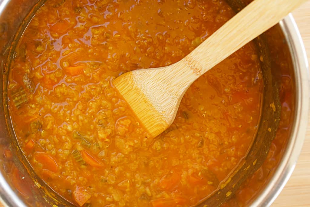 red lentil soup in an Instant Pot